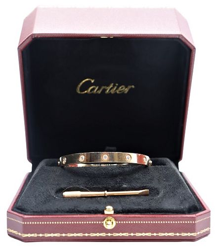 Cartier "Love" Bracelet w/ Diamonds, Size 17, 18K