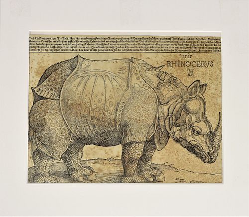 After Albrecht Durer (1471-1528) Rhino Woodcut