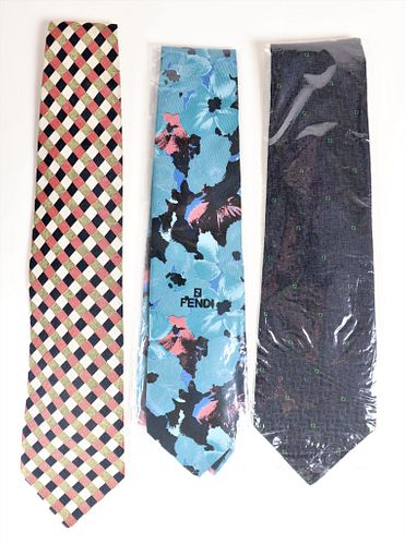 (3) Vintage Fendi Silk Ties