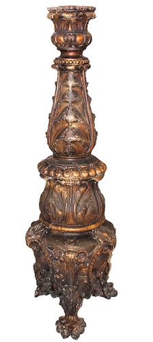 Massive Antique Carved Gilt Wood Pedestal