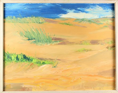 Signed Sand Dune Landscape, Oil on Panel
