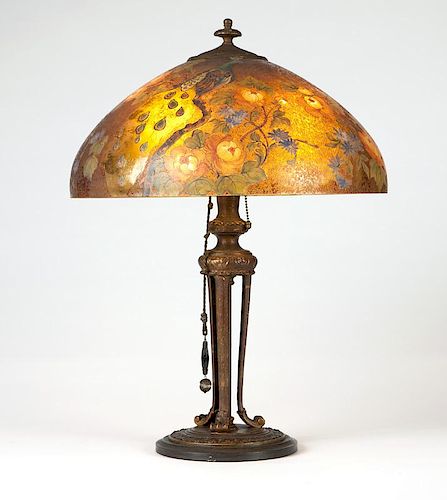 A Handel table lamp and hand-painted shade #7126
