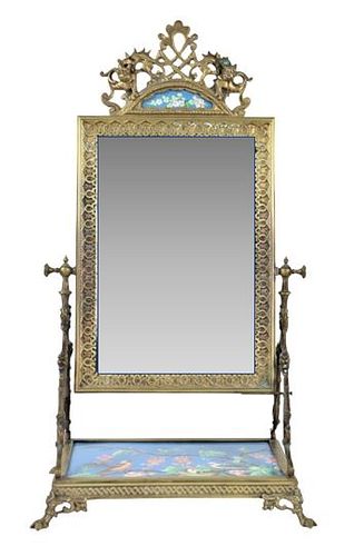 French Palatial Gilt Bronze Table Mirror