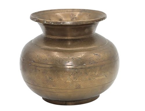 Chinese Engraved Metal Bulbous Vase
