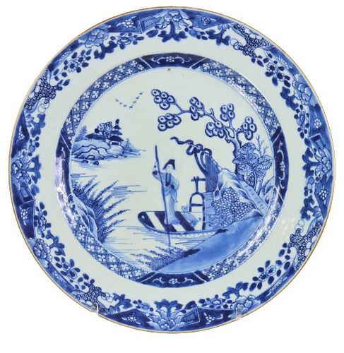 19th C Chinese Blue and White Charger