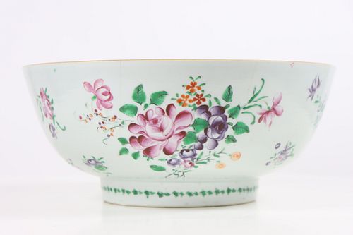 19th C Chinese Export Punch Bowl, Enameled