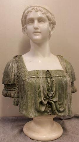 Fine Quality Vintage White & Spinach Marble Bust