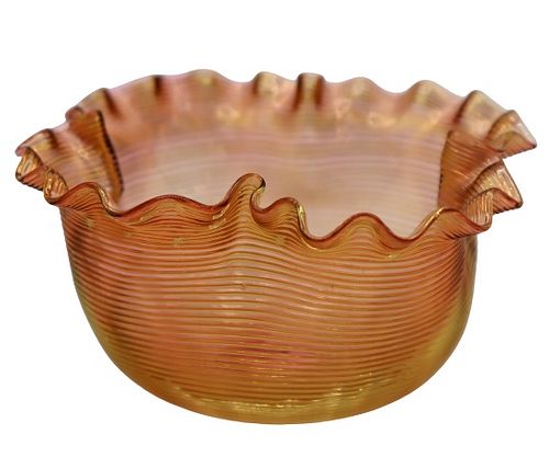 Ruffled Rim Art Glass Bowl