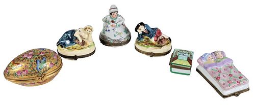 (6) Various Limoges Painted Porcelain Boxes