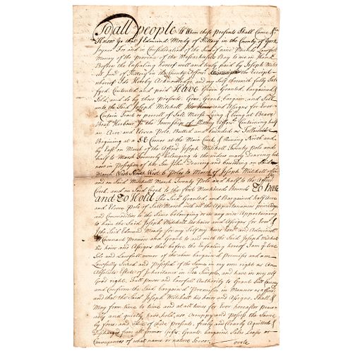 1737 SIR WILLIAM PEPPERRELL Signed Early Maine Land Deed of Sale Document
