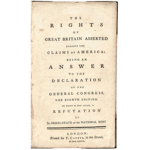 1776 Book: The Rights of Great Britain Asserted Against the Claims of America
