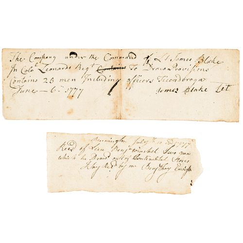 1777 Siege of Fort Ticonderoga + Battle of Bennington related Pair of Documents