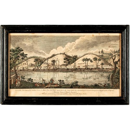 1789 Print: View of the West Bank of the Hudson River 3 Miles Above Still Water,