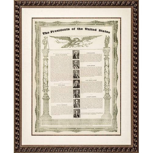 Engraved Print titled The Presidents of the United States, Washington to Jackson