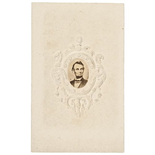 Carte de Visite Photograph of Abraham Lincoln Housed inside an Embossed Frame
