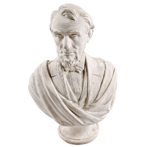 1865 Dated Abraham Lincoln on Integral Pedestal Large Portrait Bust by D. Morgan
