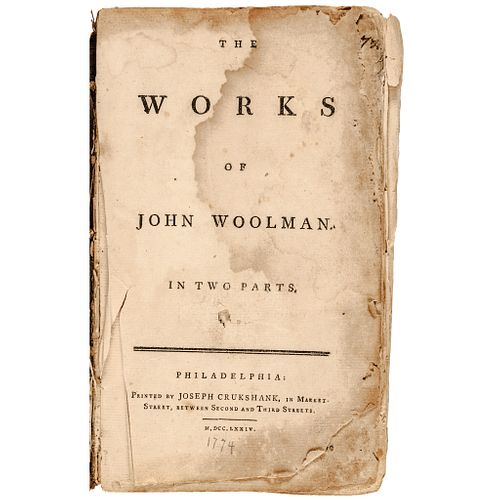 1774-Dated Discussion of the Issue of Slavery in John Woolman Classic Book