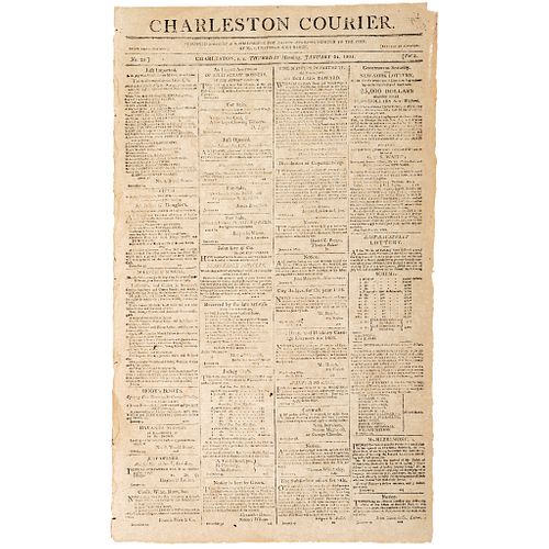 1805 CHARLESTON COURIER Newspaper Ad for SELLING Slaves CITY BADGES (SLAVE TAGS)