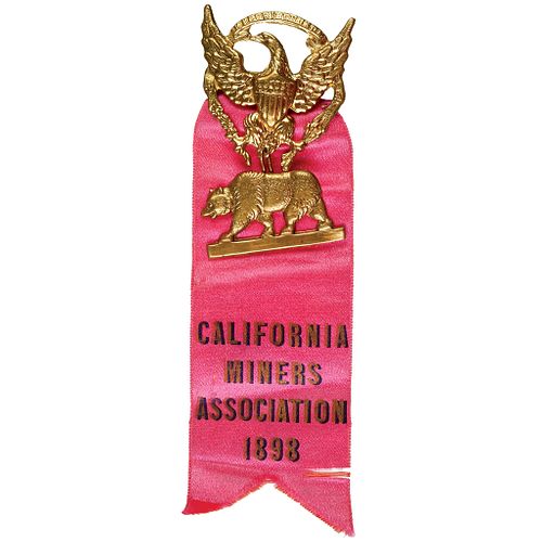 1898 California Miners Association Ribbon + Medallion, San Francisco, CA. Rarity