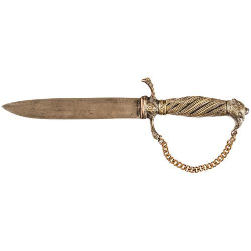 c. 1840 Belt Knife w/ Eagle Head Cross-Guard/Quillions, Large Eagle Head Pommel 