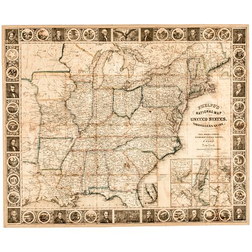 1847 Handcolored Folding Map: Phelpss National Map of the United States, Guide