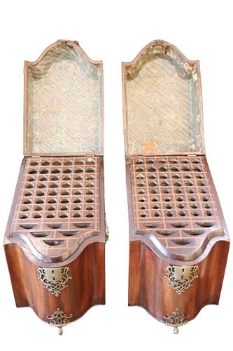 Pair of Antique Serpentine Knife Boxes, 19th C