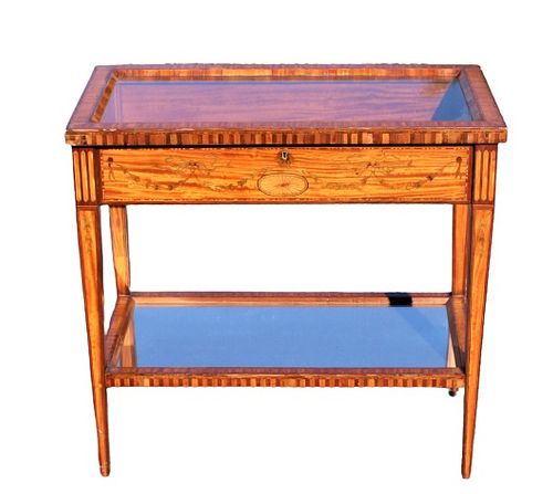 Antique Satinwood Lift-top Console Table