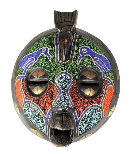 Carved and Beaded African Mask