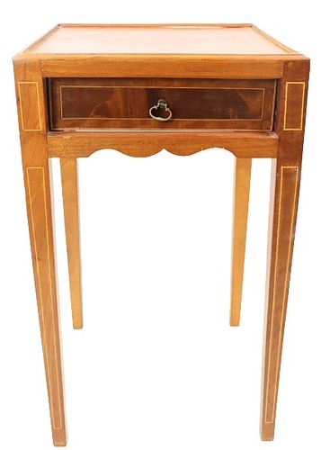 One Drawer Inlaid Stand, 20th C