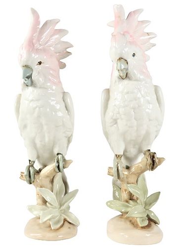 Pair of Royal Dux Porcelain Cockatiel Birds