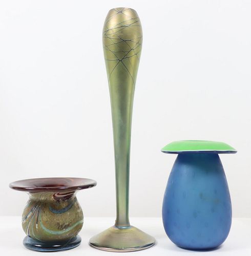 (3) Art Glass Bud Vases