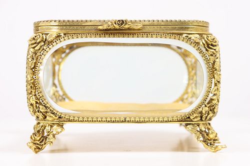 French Gilt & Glass Jewelry Box