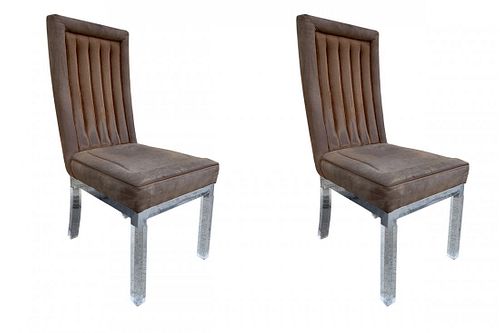 Pair of Lucite & Chrome Chairs by Charles Hollis Jones
