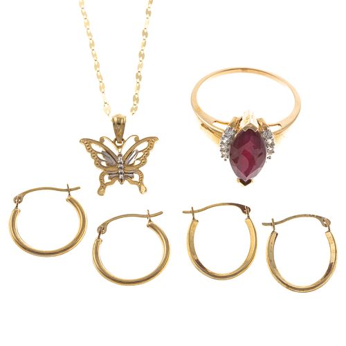 A Collection of Gold Jewelry in 14K & 10K