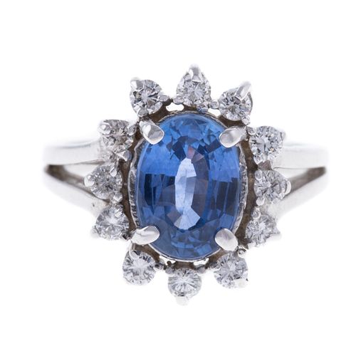 A 2.34 ct Ceylon Sapphire & Diamond Ring in 14K
