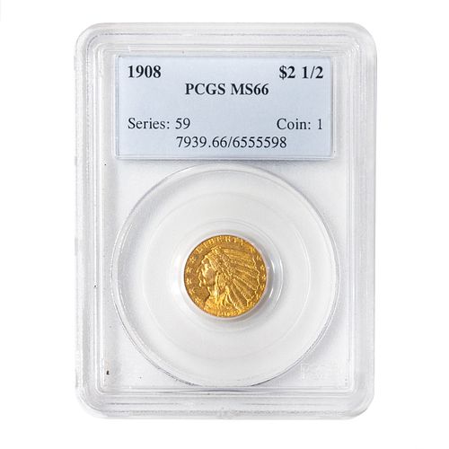 1908 Indian Gold $2.5 PCGS MS66