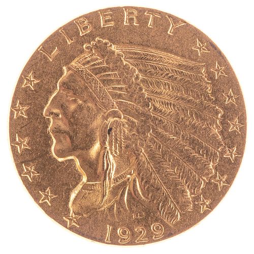 1929 $2.50 Gold Indian Quarter Eagle AU