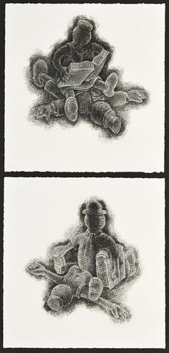 Tom Otterness Etching (Diptych), Signed Edition