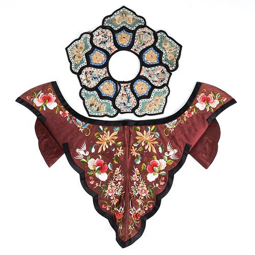 Grp: 2 19th/20th C. Chinese Embroidered Silk Collars
