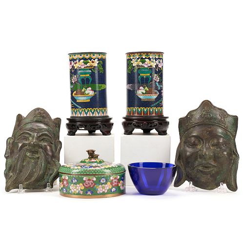 Grp: 6 Chinese Objects - Cloisonne Bronze