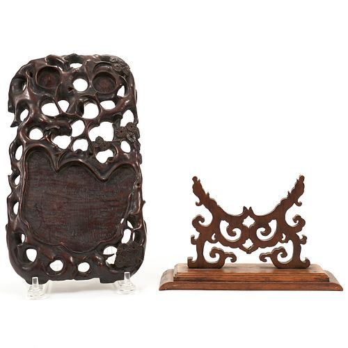 Grp: 2 Chinese 19th C. Carved Wooden Stands