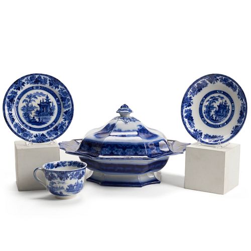 Grp: 4 Flow Blue Porcelain China - Thomas Fell Royal Doulton