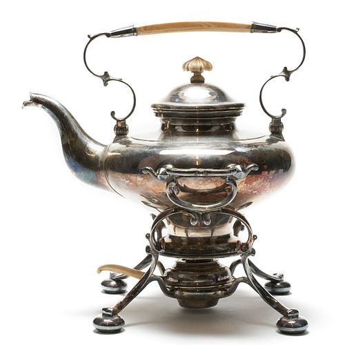 800 Silver Teapot with Burner & Stand