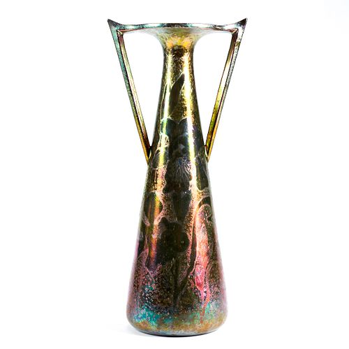 Frederic Danton Limoges Metallic Luster Floral Vase
