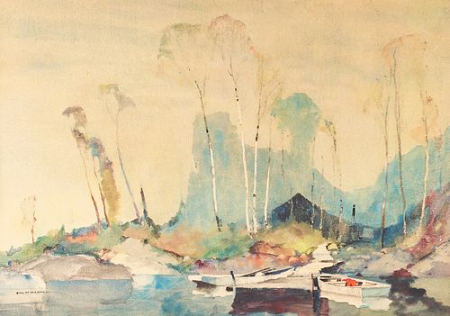 Roy M. Mason Dock Scene Watercolor