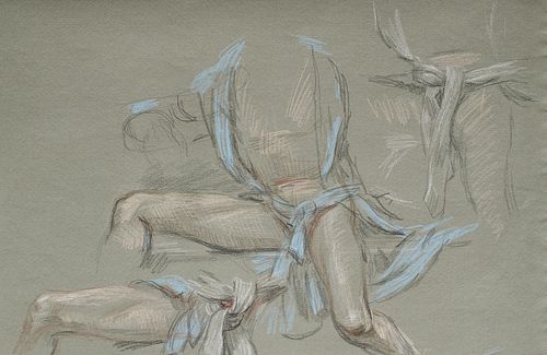 Paul Cadmus Figure Study Crayon on Paper