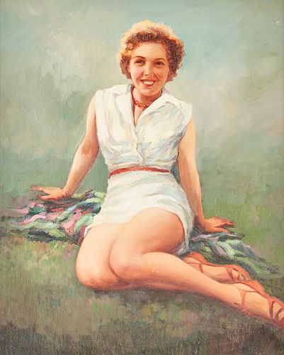 Charles Rubino Female Figure Oil on Board