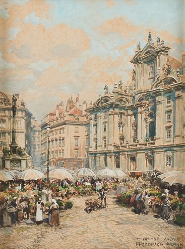 Friedrich Frank Am Hof Vienna Watercolor