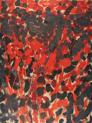 Theodore Franklin Appleby Red & Black Abstract Oil on Canvas