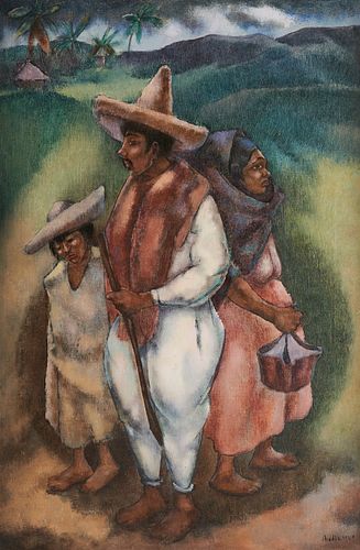 George Biddle "Three Beggars" Oil on Canvas